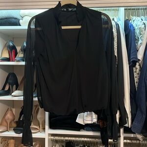 Express black dress top, sheer sleeves size XS